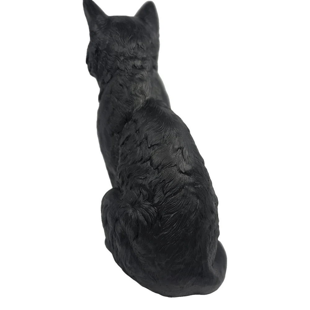 Black Cat Figurine 13 Inch Green Eyes Gothic Witch Halloween Statue Decor
